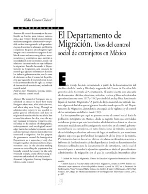 El Departamento de Migración. Usos del control social de extranjeros en México