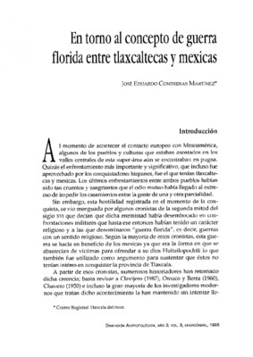 En torno al concepto de guerra florida entre tlaxcaltecas y mexicas