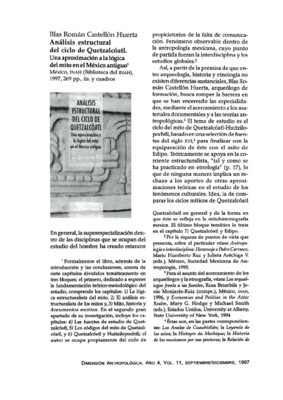 Blas Román Castellón Huerta, Análisis estructural del ciclo de Quetzalcóatl. Una aproximación a la lógica del mito en el México antiguo México, INAH (Biblioteca del INAH), 1997, 269 pp., ils. y cuadros.