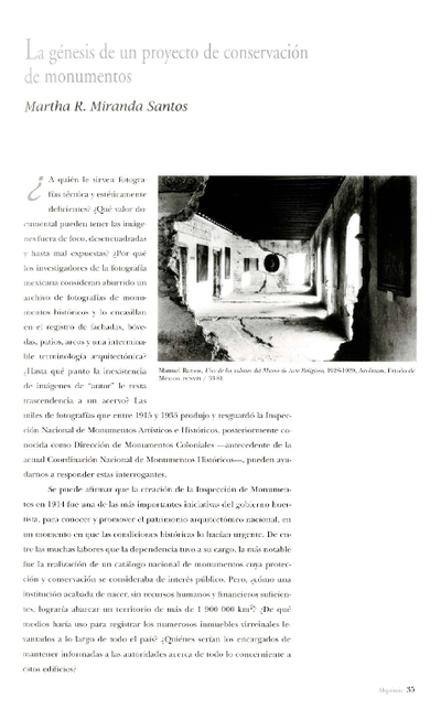 La génesis de un proyecto de conservación de un monumento