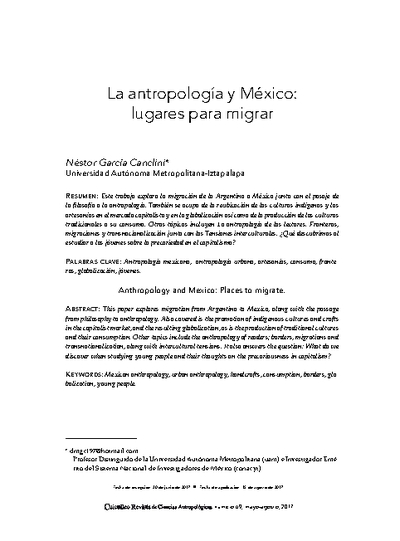 La antropología y México: lugares para migrar