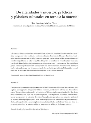 De alteridades y muertos. Prácticas y plásticas culturales en torno a la muerte