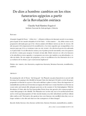 De dios a hombre: Cambios en los ritos funerarios egipcios a partir de la Revolución Osiriaca