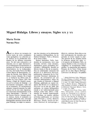 Miguel Hidalgo. Libros y ensayos. Siglos XIX y XX