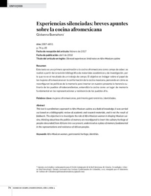 Experiencias silenciadas: breves apuntes sobre la cocina afromexicana