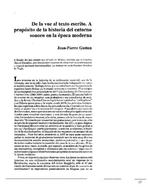 De la voz al texto escrito. A propósito de la historia del entorno sonoro en la época moderna