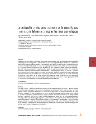 La cartografía sísmica como testimonio de la geografía para la mitigación del riesgo sísmico en las zonas arqueológicas