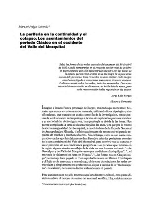 La periferia en la continuidad y el colapso. Los asentamientos del periodo Clásico en el occidente del Valle del Mezquital