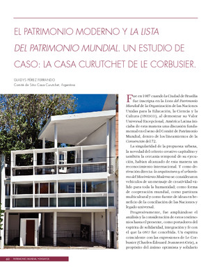 El Patrimonio Moderno y la lista del Patrimonio Mundial. Un estudio de caso: La Casa Curutchet de le Corbusier