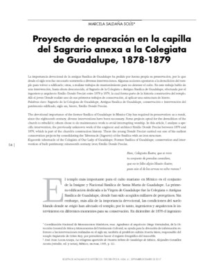 Proyecto de reparación en la capilla del Sagrario anexa a la Colegiata de Guadalupe, 1878-1879