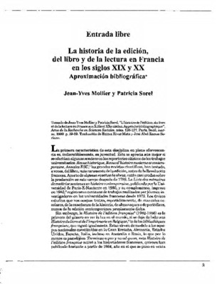 La historia de la edición, del libro y de la lectura en Francia en los siglos XIX y XX