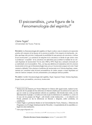 El psicoanálisis, ¿una figura de la Fenomenología del espíritu?