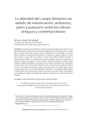 La alteridad del cuerpo femenino en estado de menstruación, embarazo, parto y puerperio entre los nahuas antiguos y contemporáneos