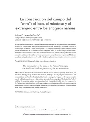 La construcción del cuerpo del "otro": el loco, el miedoso y el extranjero entre los antiguos nahuas