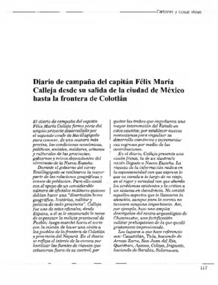 Diario de campaña del capitán Félix María Calleja desde su salida de la ciudad de México hasta la frontera de Colotlán