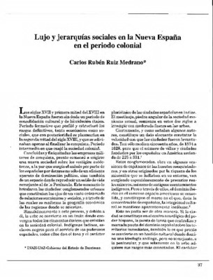Lujo y jerarquías sociales en la Nueva España en el periodo colonial