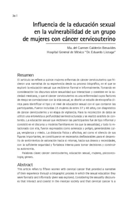 Influencia de la educación sexual en la vulnerabilidad de un grupo de mujeres con cáncer cervicouterino
