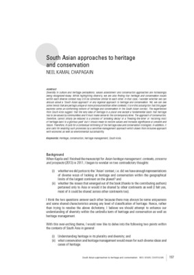 South Asian approaches to heritage and conservation