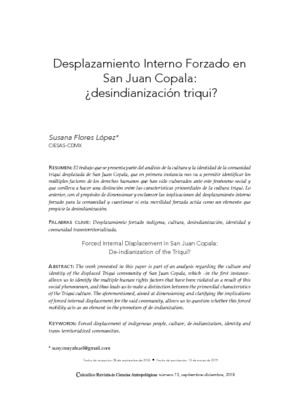 Desplazamiento Interno Forzado en San Juan Copala: ¿desindianización triqui?