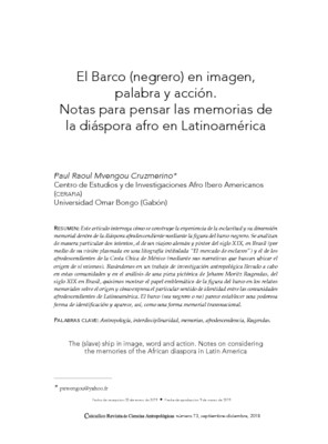 El Barco (negrero) en imagen, palabra y acción. Notas para pensar las memorias de la diáspora afro en Latinoamérica