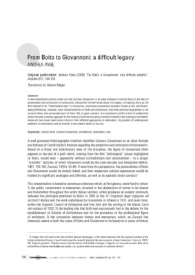 From Boito to Giovannoni: a dificult legacy