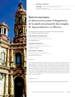 Intervenciones no destructivas para el diagnóstico de la salud estructural de dos templos de Aguascalientes, en México