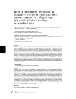 Deterioro y afectaciones por siniestros naturales, antropogénicos y ambientales en zonas arqueológicas: una nueva perspectiva para la mitigación integral de la geografía aplicada a la arqueología ante el cambio climático