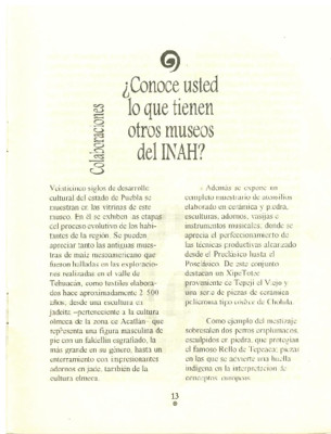 ¿Conoce usted lo que tiene otros museos del INAH?