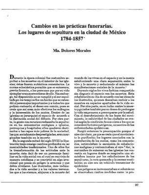 Cambios en las prácticas funerarias. Los lugares de sepultura en la ciudad de México 1784-1857