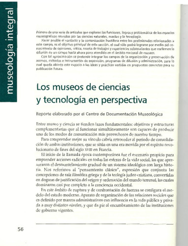 Los museos de ciencias y tecnología en perspectiva
