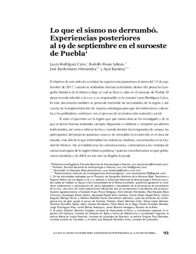 Lo que el sismo no derrumbó. Experiencias posteriores al 19 de septiembre en el suroeste de Puebla
