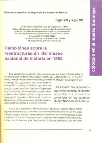 Reflexiones sobre la reestructuración del museo nacional de historia en 1982