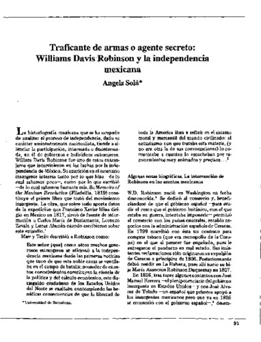 Traficante de armas o agente secreto: Williams Davis Robinson y la independencia mexicana