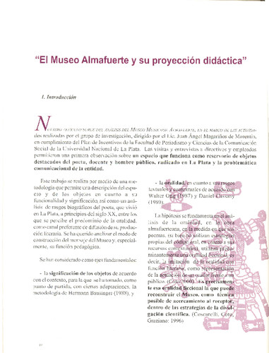 "El Museo Almafuerte y su proyección didáctica"
