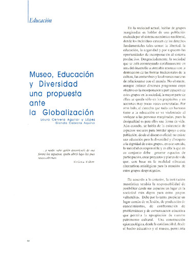 Museo, Educación y Diversidad una propuesta ante la globalización