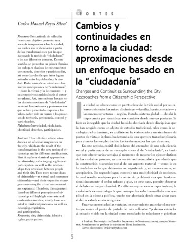 Cambios y continuidades en torno a la ciudad: aproximaciones desde un enfoque basado en la “ciudadanía”