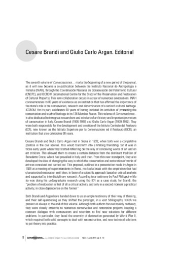 Cesare Brandi and Giulio Carlo Argan. Editorial
