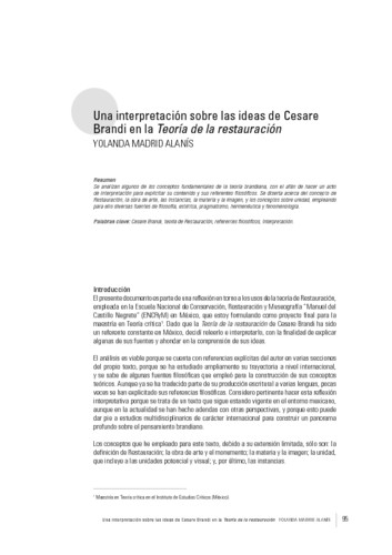 Una interpretación sobre las ideas de Cesare Brandi en la Teoría de la restauración