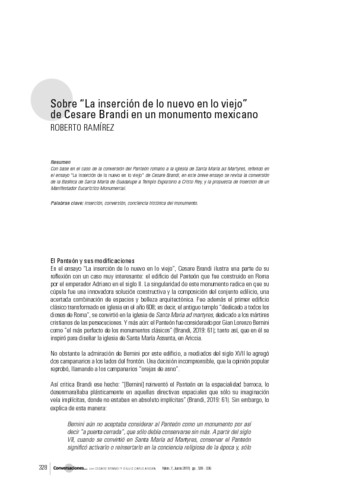 Sobre “La inserción de lo nuevo en lo viejo” de Cesare Brandi en un monumento mexicano