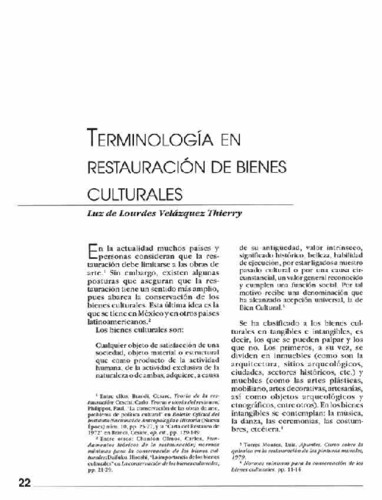 Terminología en restauración de bienes culturales