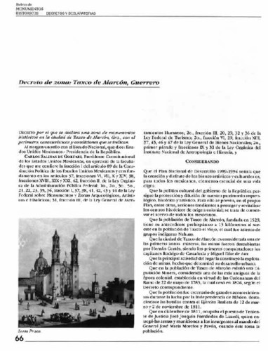 Decreto de zona: Taxco de Alarcón, Guerrero