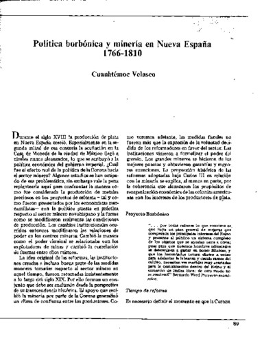 Política borbónica y minería en Nueva España, 1766-1810