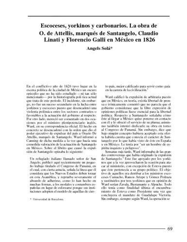 Escoceses, yorkinos y carbonarios. La obra de O. de Attellis, marqués de Santangelo, Claudio Linati y Florencio Galli en México 