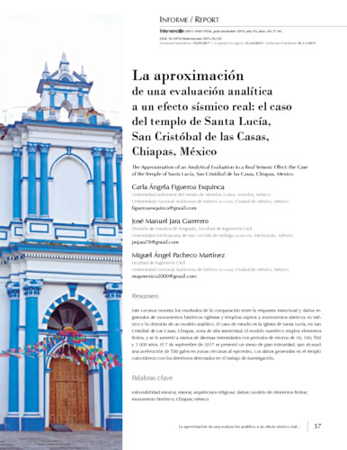 La aproximación de una evaluación analítica a un efecto sísmico real: el caso del templo de Santa Lucía, SCLC, Chiapas