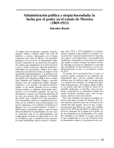 Administración política y utopía hacendada: la lucha por el poder en el estado de Morelos (1869-1913)