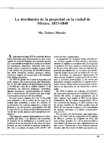 La distribución de la propiedad en la ciudad de México entre 1813 y 1848
