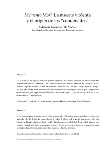 Memento Mori. La muerte violenta y el origen de los “condenados”