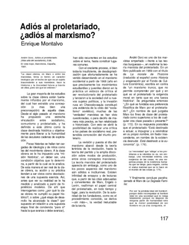 Adiós al proletariado, ¿adiós al marxismo?
