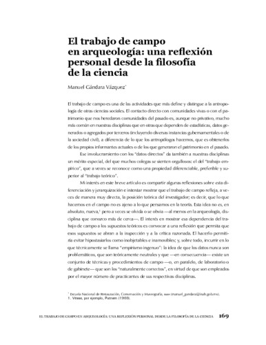 El trabajo de campo en arqueología: una reflexión personal desde la filosofía de la ciencia