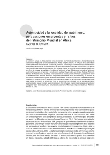 Autenticidad y la localidad del patrimonio: percepciones emergentes en sitios de Patrimonio Mundial en África